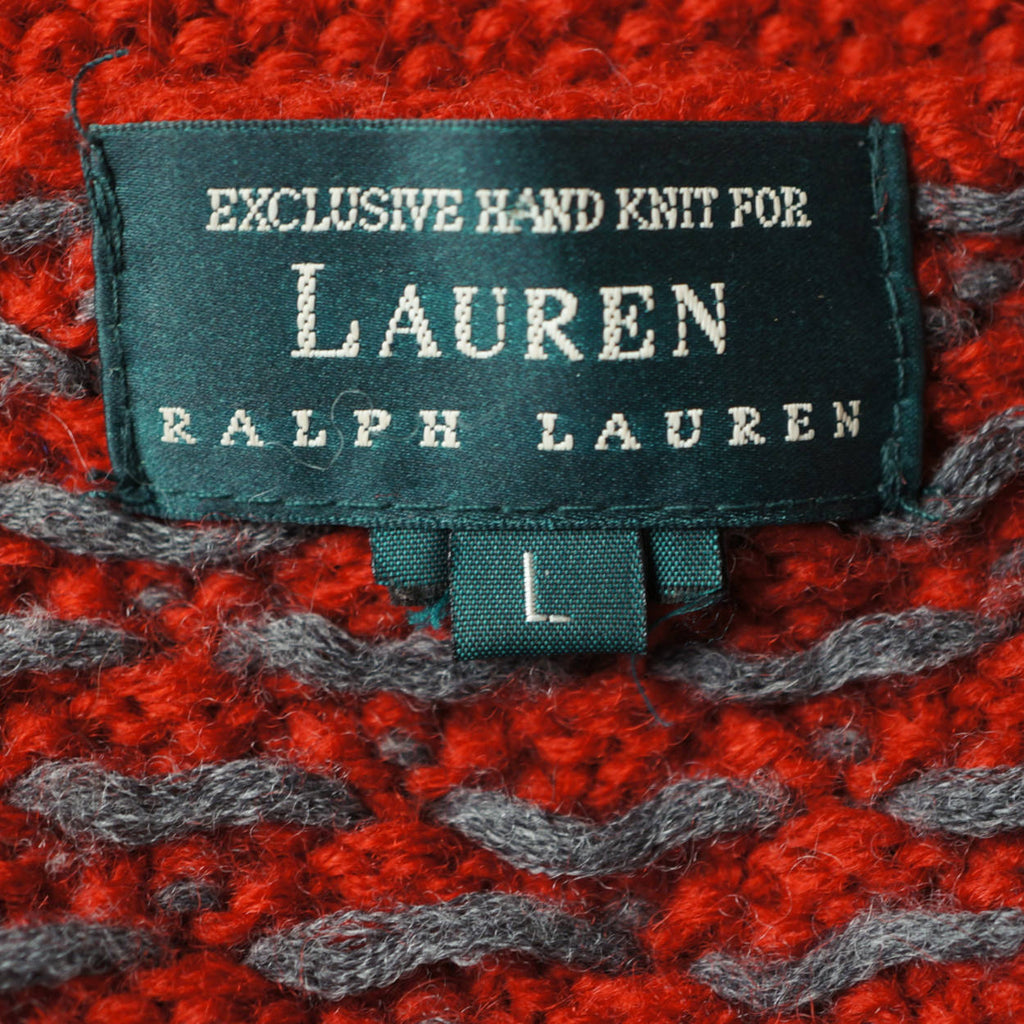 Ralph Lauren Cardigan Sweater Hand Knit Nordic Pattern Green Label Ladies L - Poppy's Vintage Clothing