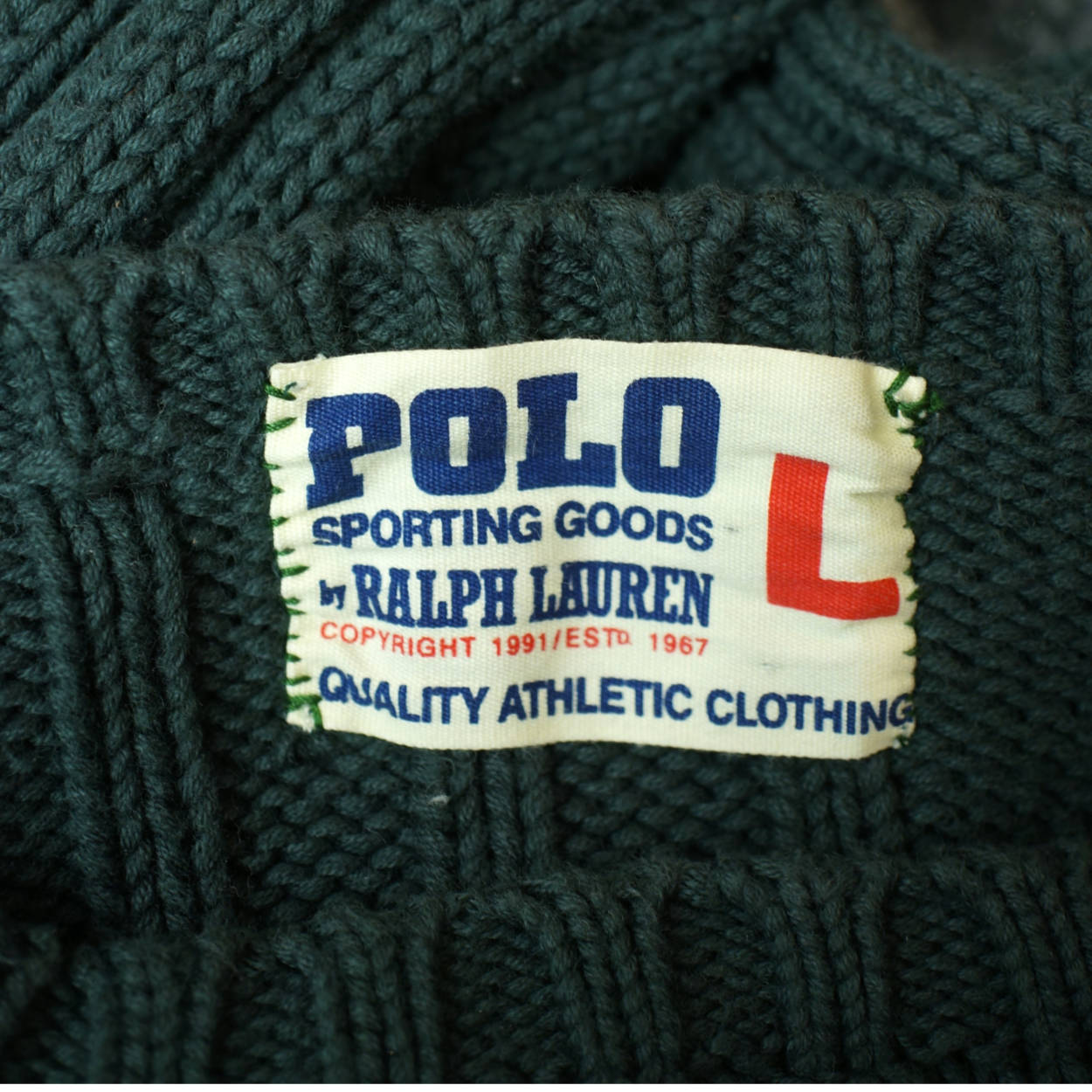 Vintage Ralph Lauren Polo Sporting Goods Sweater Cotton Early 1990s Mens Large - Poppy's Vintage Clothing