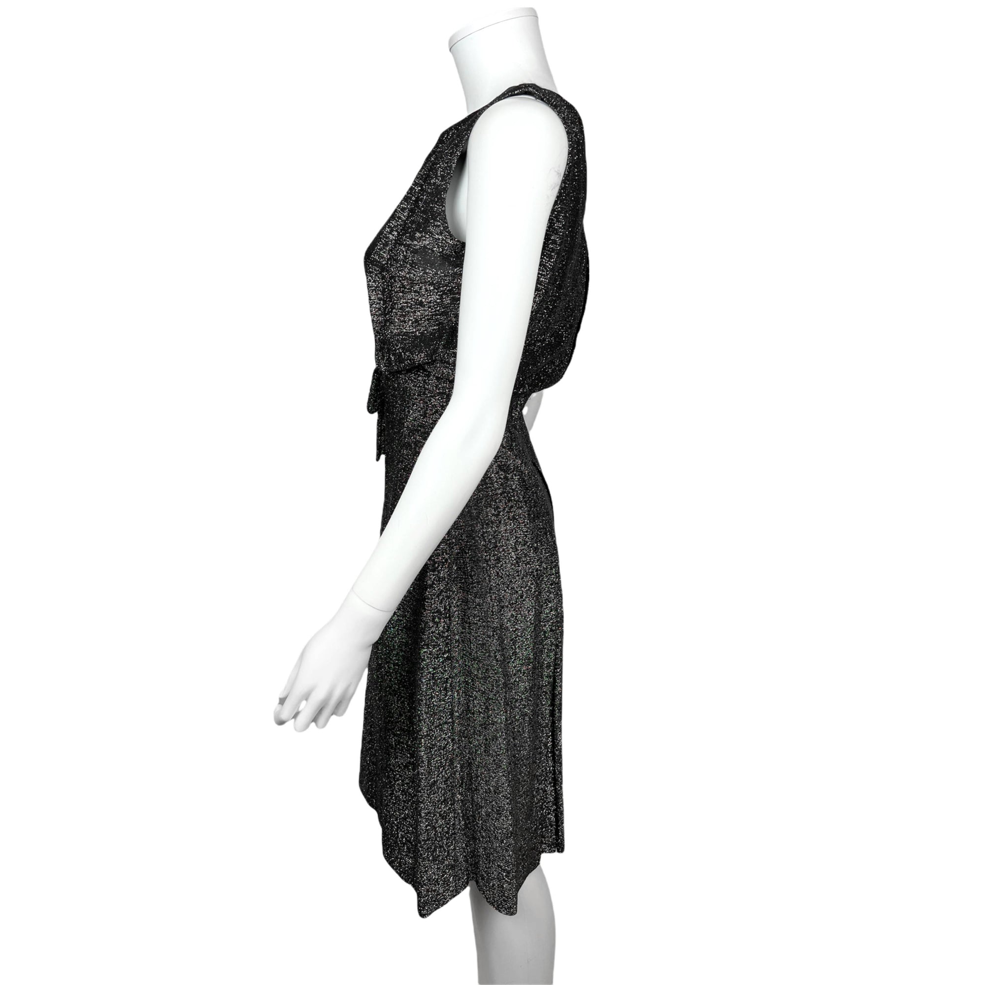 Vintage 1960s Black and Silver Lurex Dress by Rappi Size M