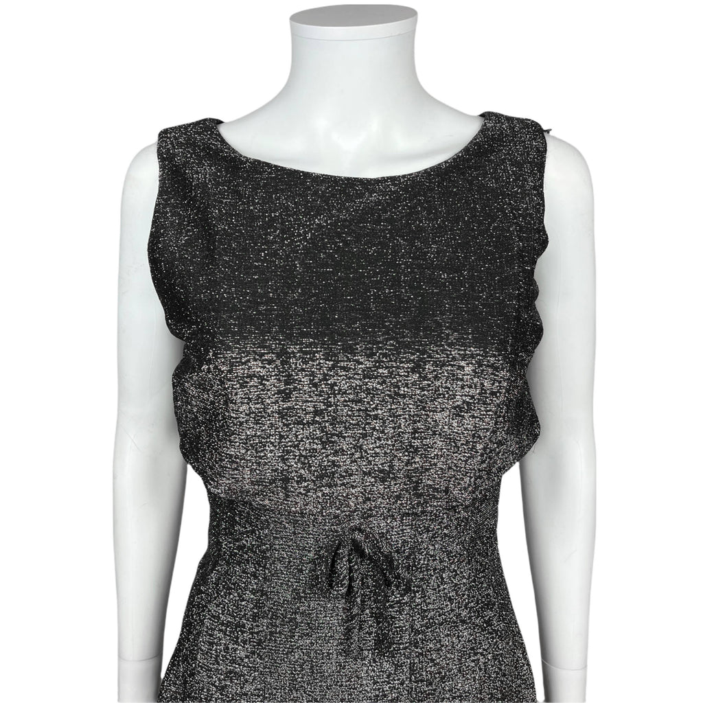 Vintage 1960s Black and Silver Lurex Dress by Rappi Size M