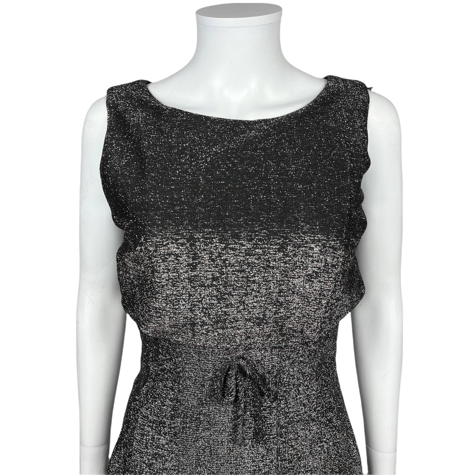 Vintage 1960s Black and Silver Lurex Dress by Rappi Size M