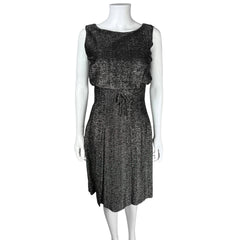 Vintage 1960s Black and Silver Lurex Dress by Rappi Size M