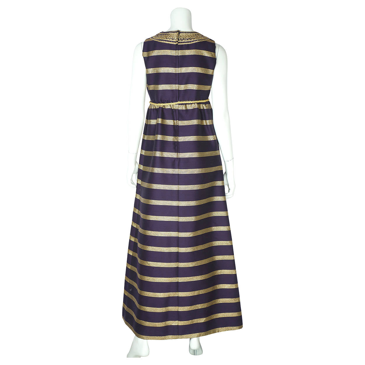 Vintage 1960s Purple Silk Metallic Gold Evening Gown Goddess Dress Rappi Size M - Poppy's Vintage Clothing