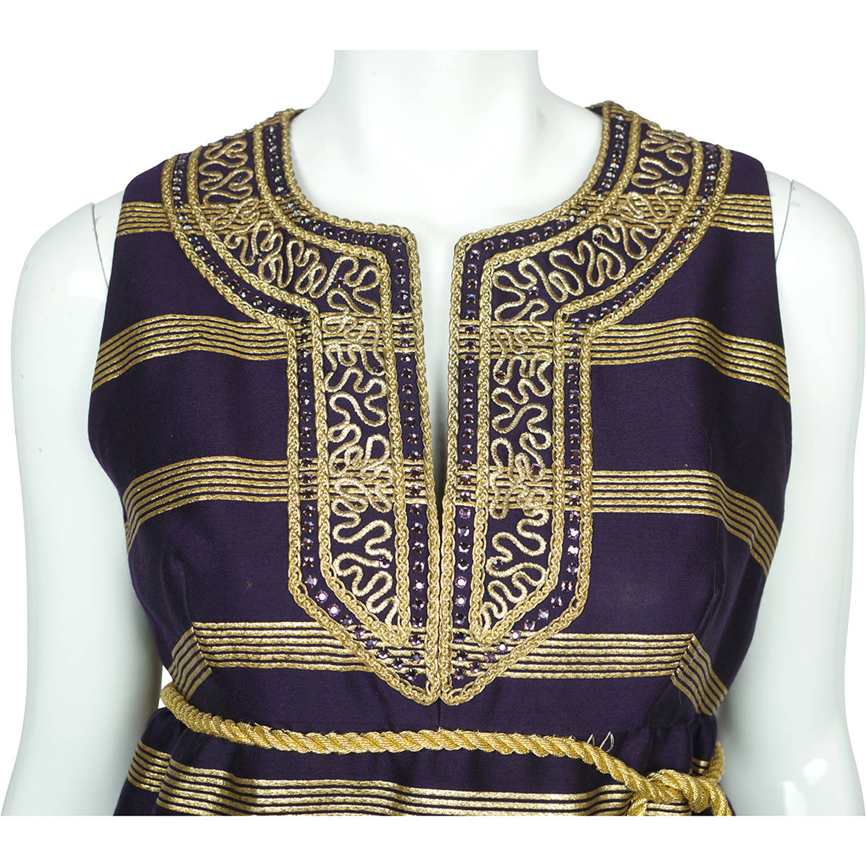 Vintage 1960s Purple Silk Metallic Gold Evening Gown Goddess Dress Rappi Size M - Poppy's Vintage Clothing