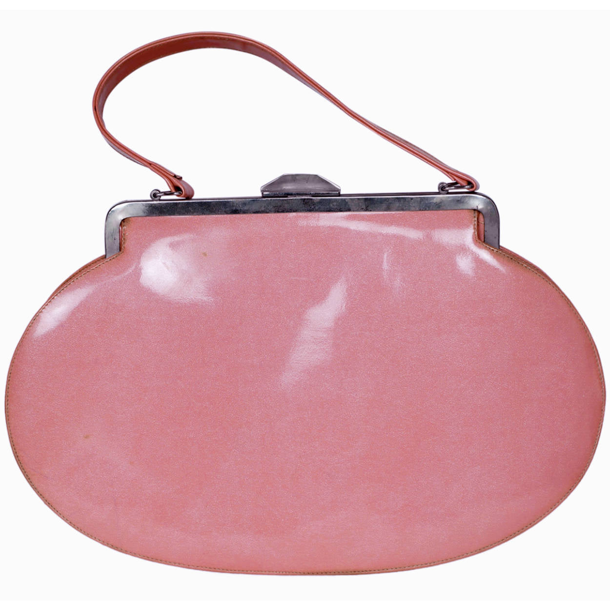 Vintage 1950s Pink Vinyl Handbag Purse 50s Color and Style - Poppy's Vintage Clothing