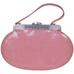 Vintage 1950s Pink Vinyl Handbag Purse 50s Color and Style - Poppy's Vintage Clothing