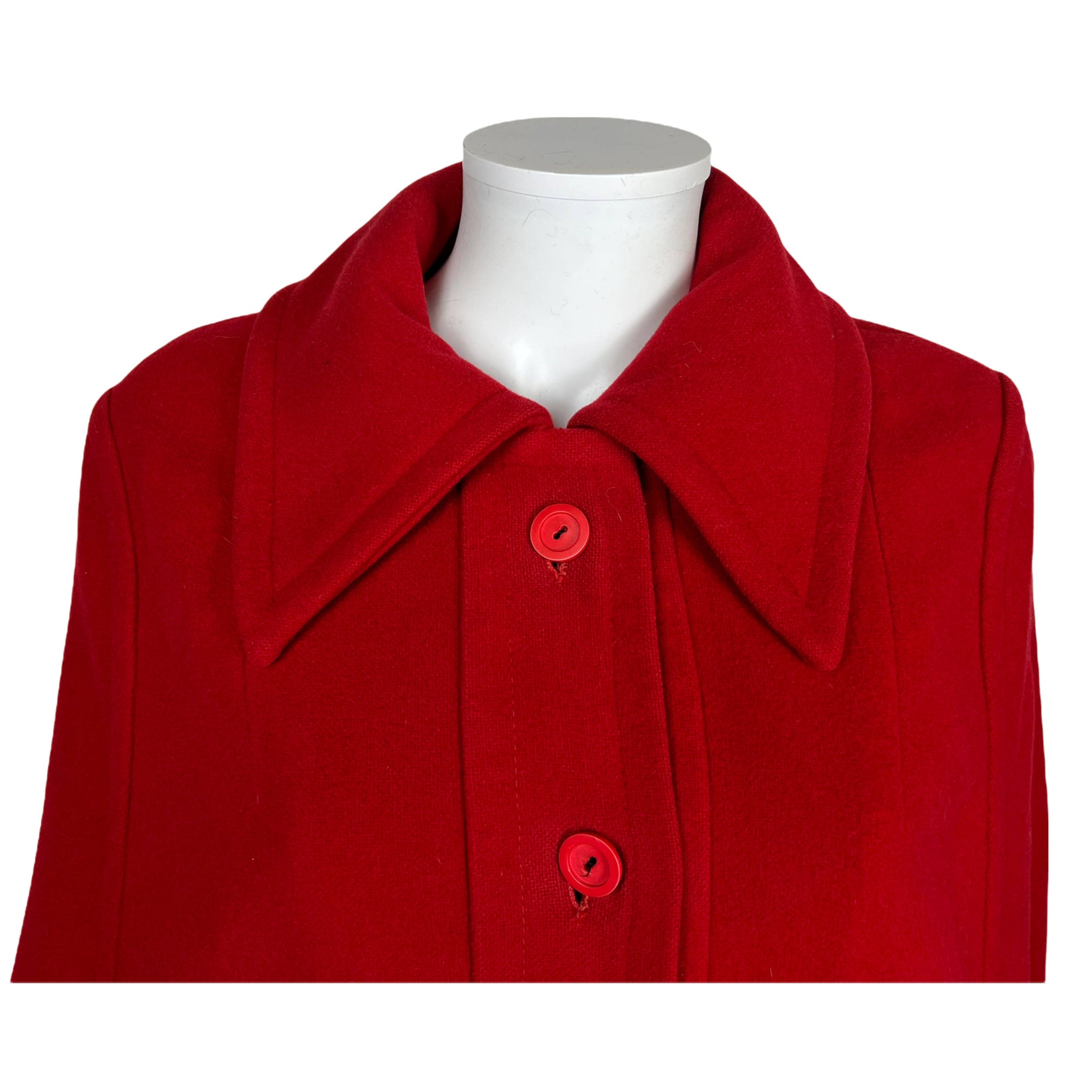 Vintage 1960s Red Wool Cape by Raymond of London Sz S M