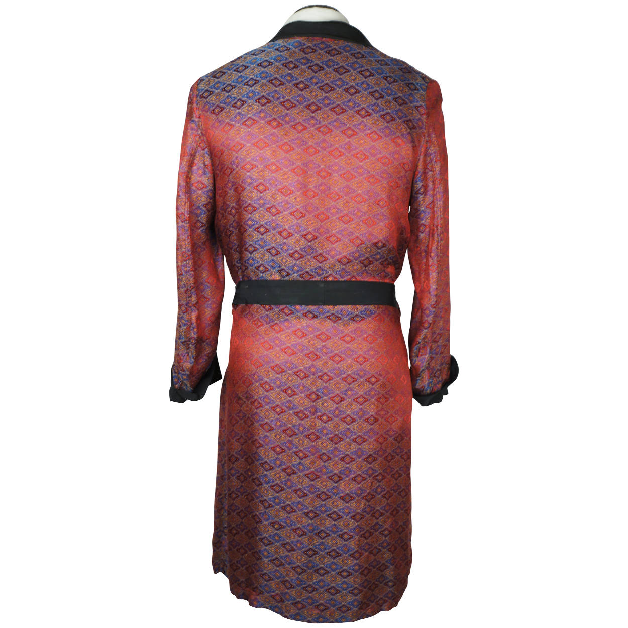 Vintage 60s Mens Dressing Gown 2 Tone Woven Fabric Size M - Poppy's Vintage Clothing