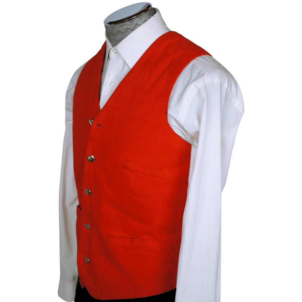 Vintage Cotton Corduroy Red Vest Men Size Small - Poppy's Vintage Clothing