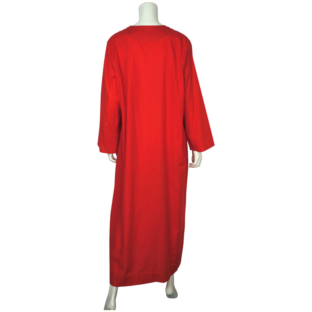 Vintage Caftan Red Cotton Kaftan with Coins & Tassels Size M - Poppy's Vintage Clothing