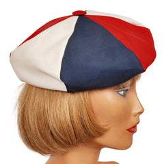 Vintage 60s Red White and Blue Beret Patriotic July 4 Hat Ladies Size S M - Poppy's Vintage Clothing