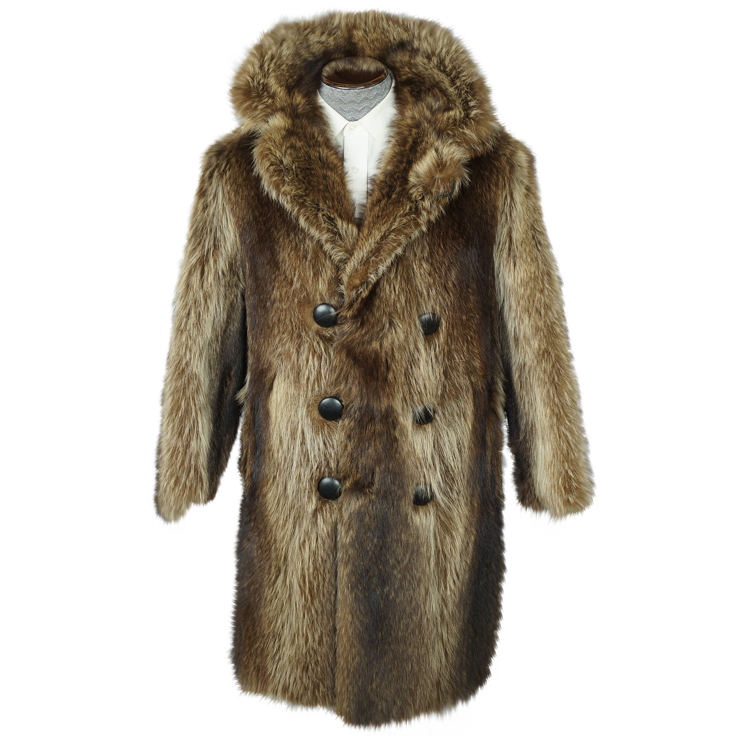 Raccoon Fur Mens Vintage Fur Coats Fashion Coonskin Coat