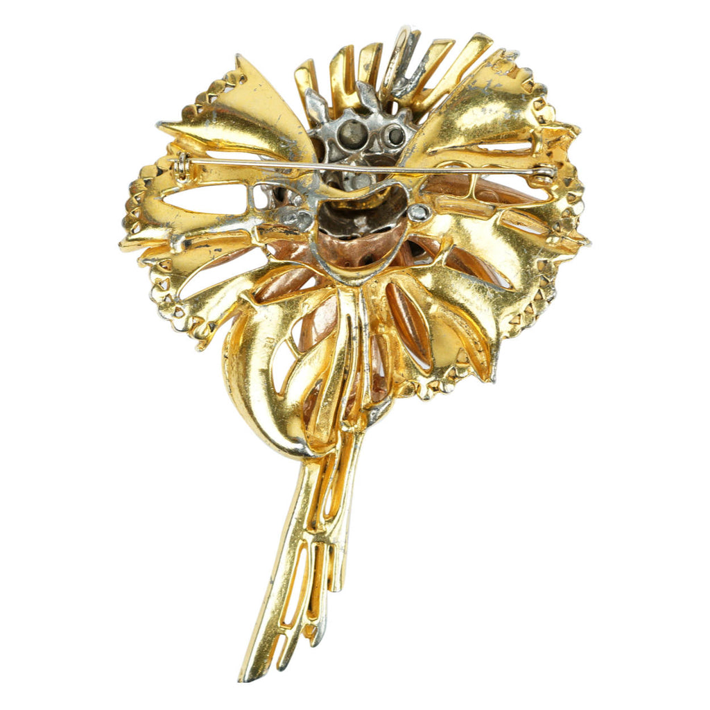 Vintage 1940s Reinad NY Large Rhinestone Brooch Lily Flower - Poppy's Vintage Clothing