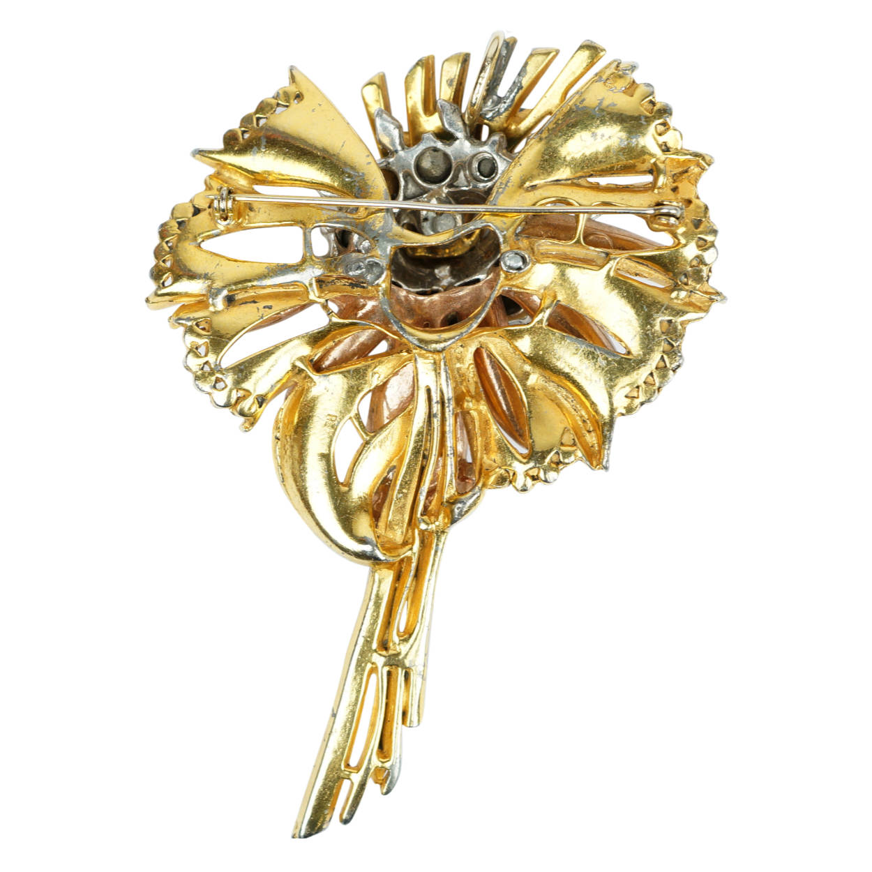 Vintage 1940s Reinad NY Large Rhinestone Brooch Lily Flower - Poppy's Vintage Clothing