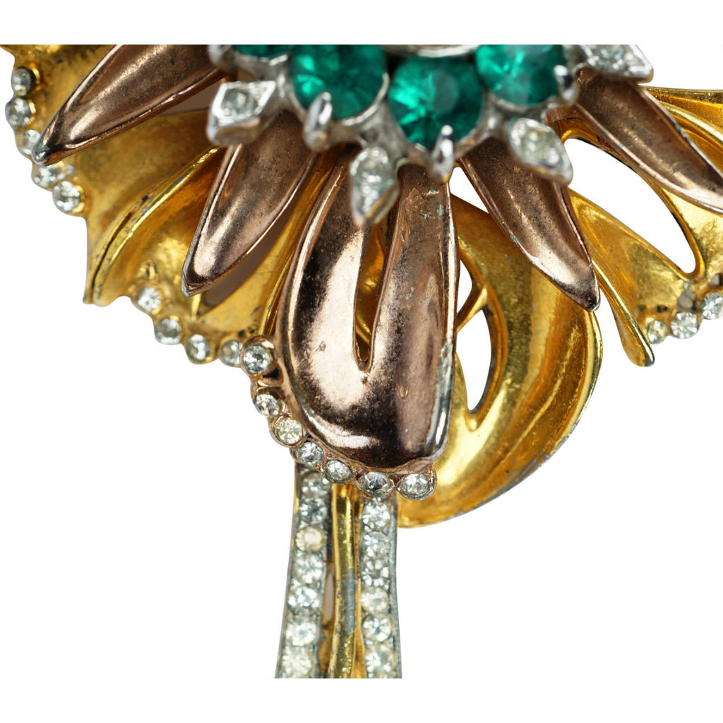 Vintage 1940s Reinad NY Large Rhinestone Brooch Lily Flower - Poppy's Vintage Clothing
