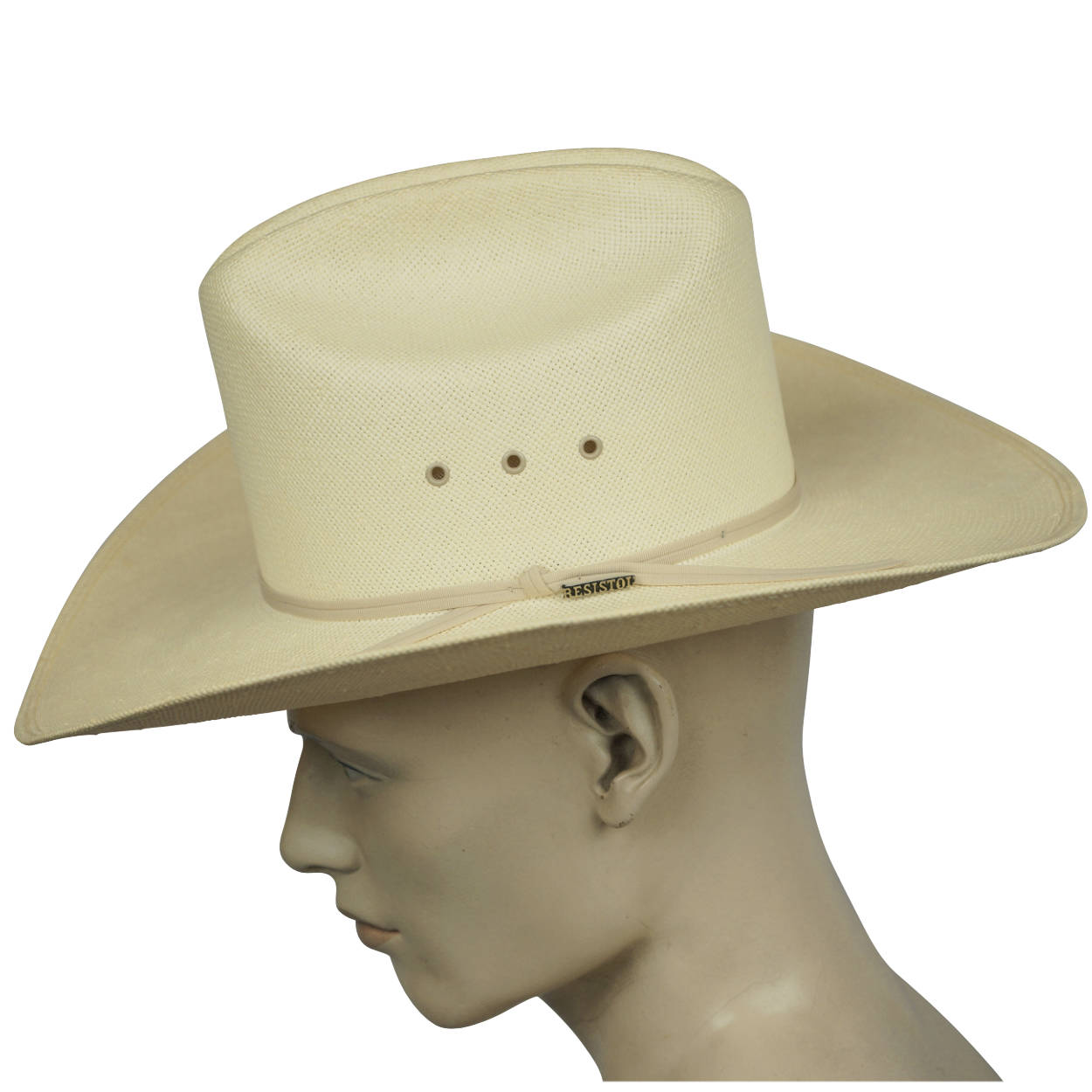 Vintage Resistol Shantung Straw Western Cowboy Hat Beige Long Oval Size 7 - Poppy's Vintage Clothing
