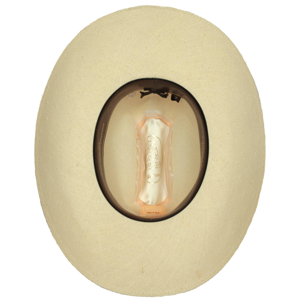 Vintage Resistol Shantung Straw Western Cowboy Hat Beige Long Oval Size 7 - Poppy's Vintage Clothing