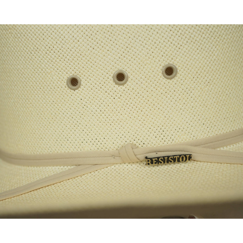 Vintage Resistol Shantung Straw Western Cowboy Hat Beige Long Oval Size 7 - Poppy's Vintage Clothing