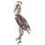 Vintage Rhinestone Brooch Crane Bird with Faux Pearl & Enamel 4.5” - 1930s - Poppy's Vintage Clothing