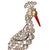Vintage Rhinestone Brooch Crane Bird with Faux Pearl & Enamel 4.5” - 1930s - Poppy's Vintage Clothing