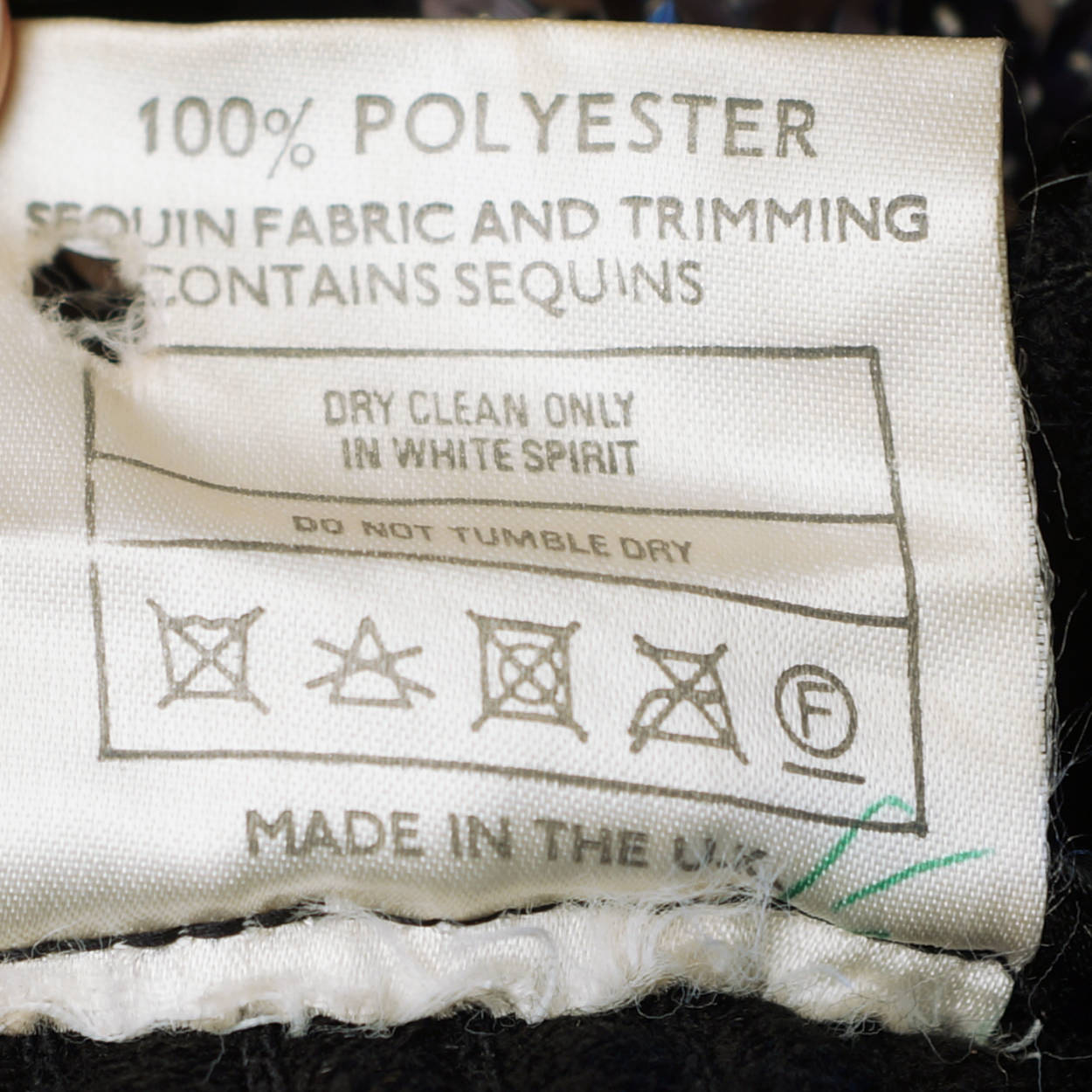 Vintage 1970s Disco Dress Black Polyester w Sequin Bodice Richard Shops UK Size 10 - Poppy's Vintage Clothing