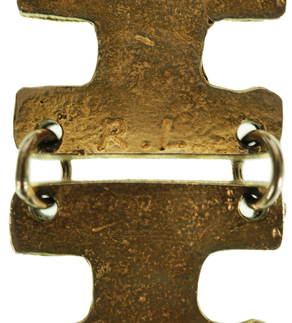 Vintage Brutalist Gold Plated Pewter Bracelet Robert Larin Modernist 1960s - Poppy's Vintage Clothing