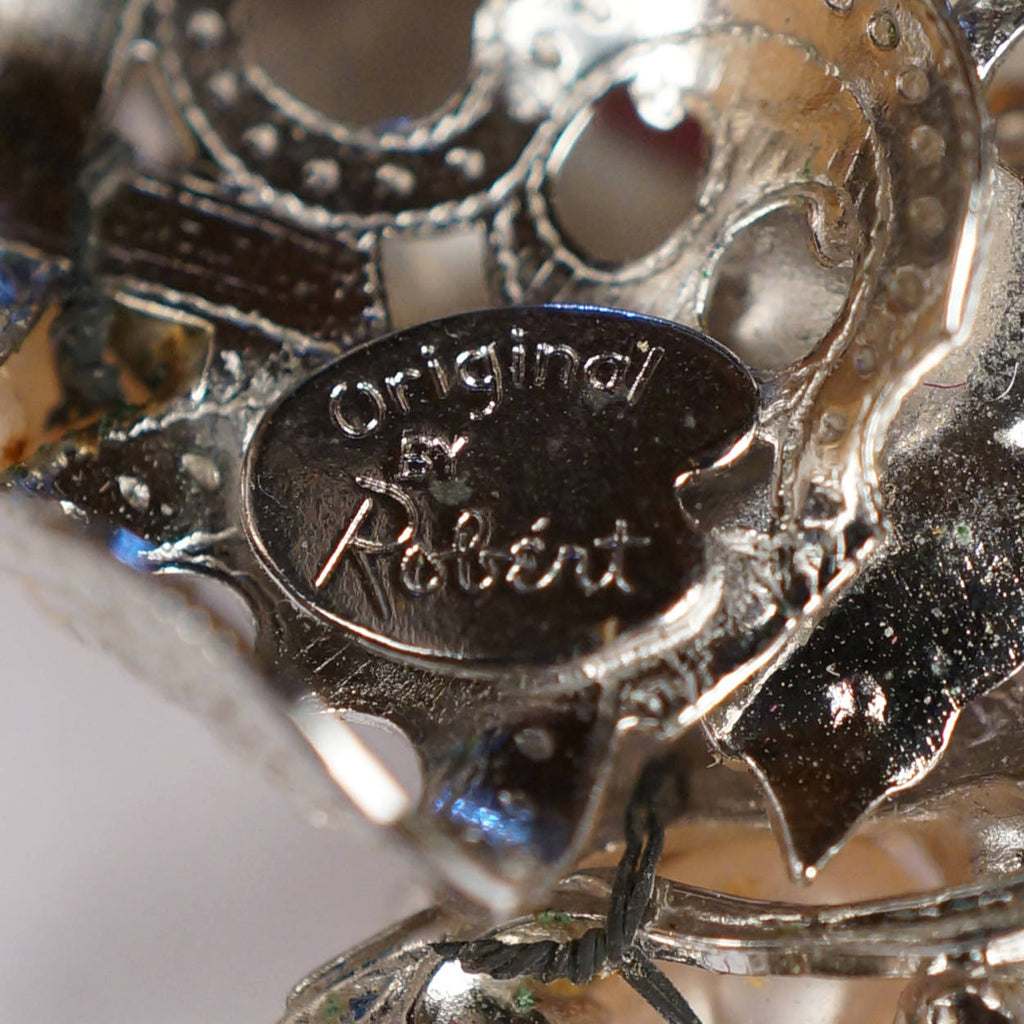 Vintage Rhinestone Brooch and Earrings Demi Parure - Original by Robert - Poppy's Vintage Clothing