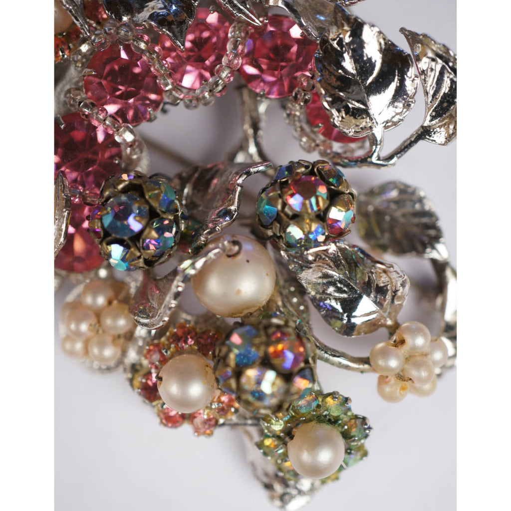 Vintage Rhinestone Brooch and Earrings Demi Parure - Original by Robert - Poppy's Vintage Clothing