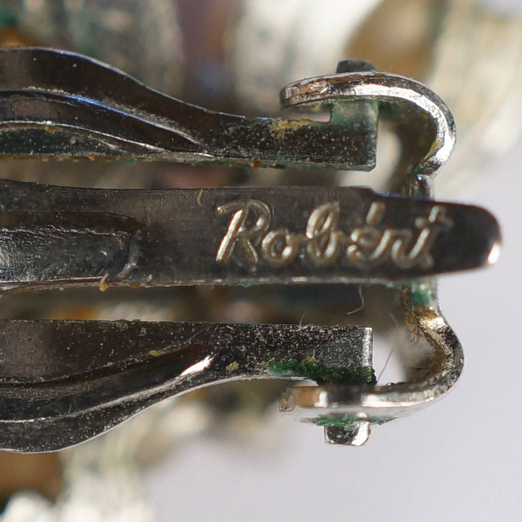 Vintage Rhinestone Brooch and Earrings Demi Parure - Original by Robert - Poppy's Vintage Clothing