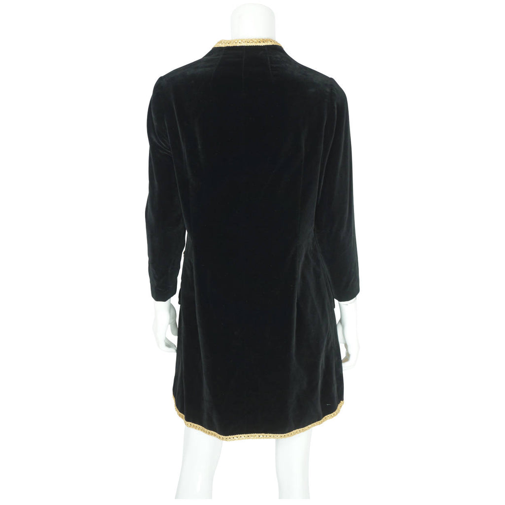 Vintage 1960s Mini Dress Black Velvet Montreal Couture Sz M - Poppy's Vintage Clothing