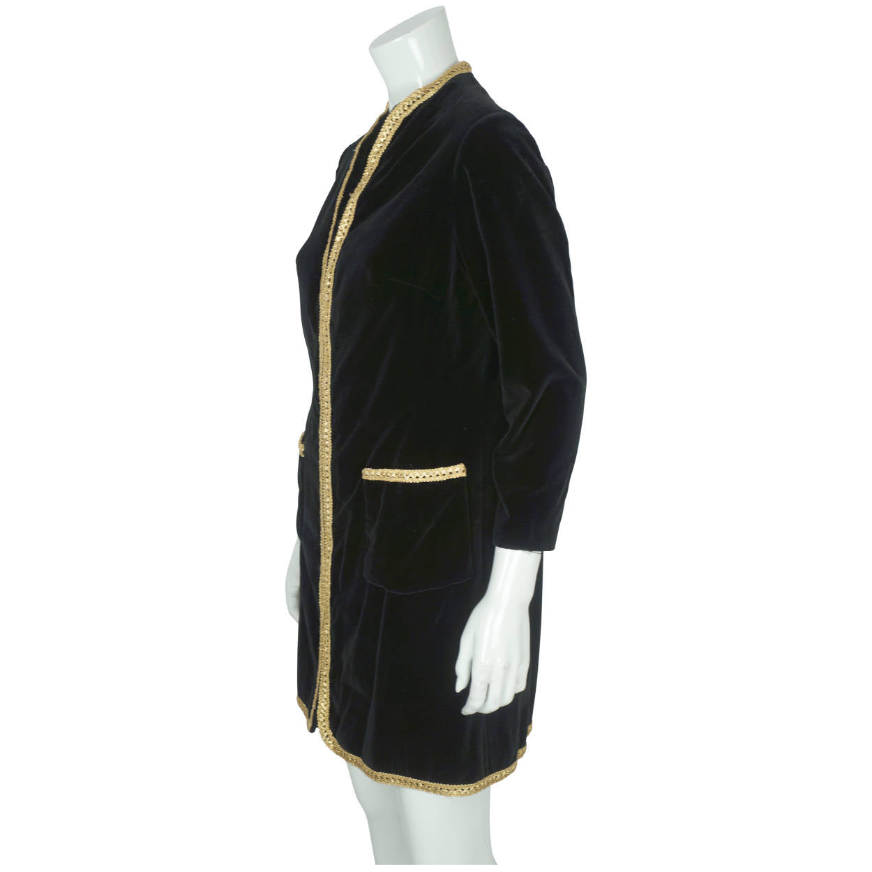 Vintage 1960s Mini Dress Black Velvet Montreal Couture Sz M - Poppy's Vintage Clothing