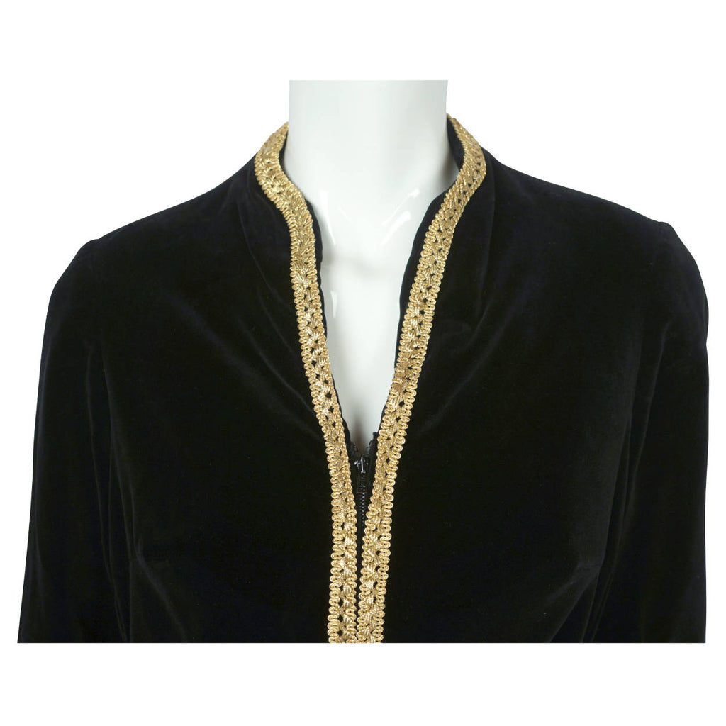 Vintage 1960s Mini Dress Black Velvet Montreal Couture Sz M - Poppy's Vintage Clothing