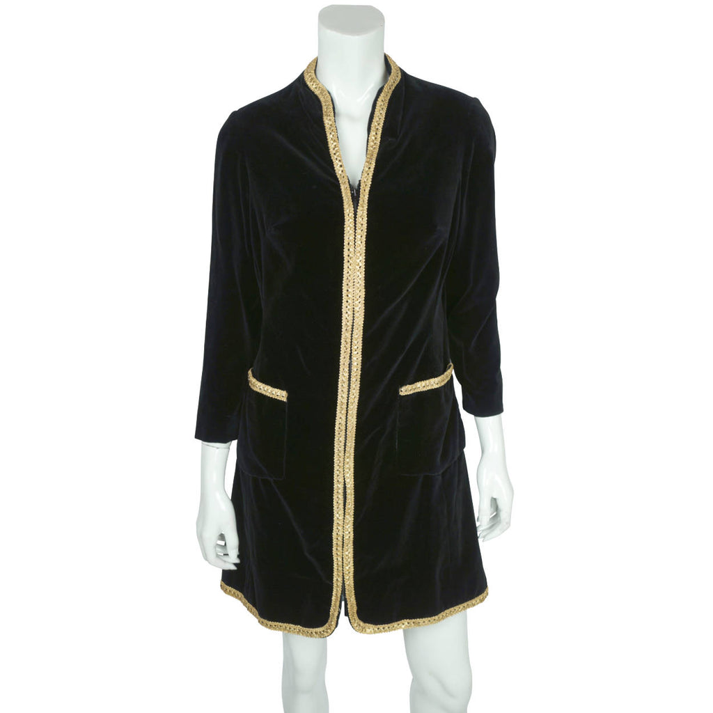 Vintage 1960s Mini Dress Black Velvet Montreal Couture Sz M - Poppy's Vintage Clothing