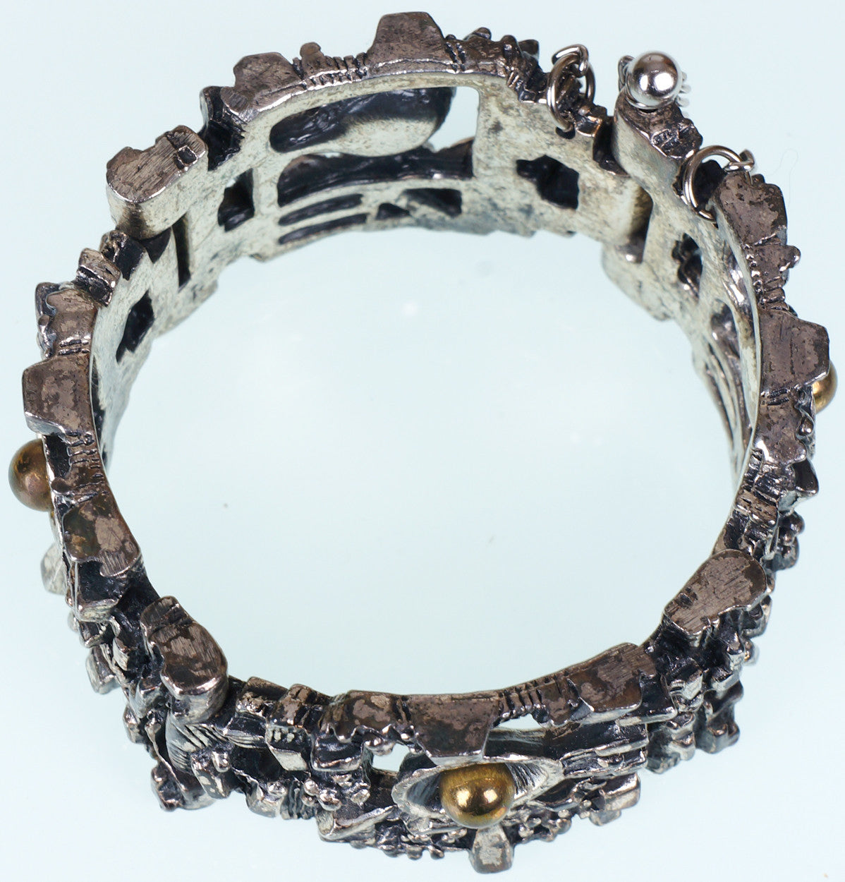 Vintage Brutalist Bracelet Robert Larin Canada 1960s Modernist Silver Plated Pewter - Poppy's Vintage Clothing