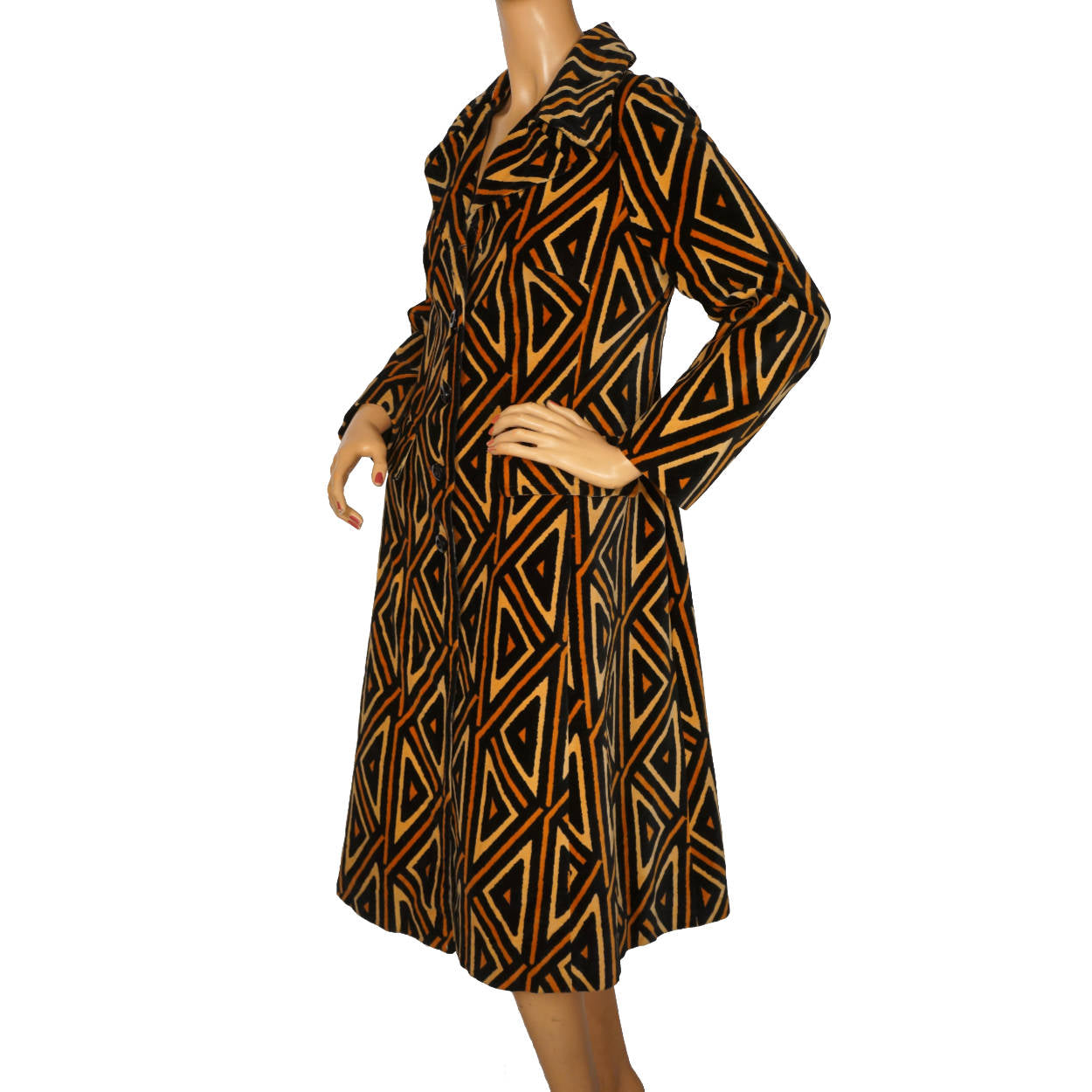 Vintage 1970s Roberta di Camerino Velvet Coat Geometric Pattern