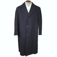 Vintage 1940s Mens Wool Coat Overcoat Slate Blue Size L XL The Trooper - Poppy's Vintage Clothing
