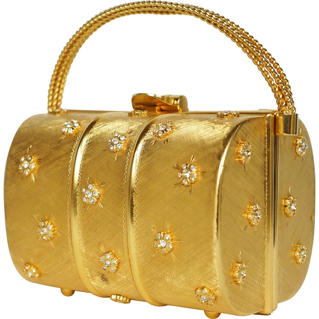 1960s Shiny Gold Vintage Clutch Bag