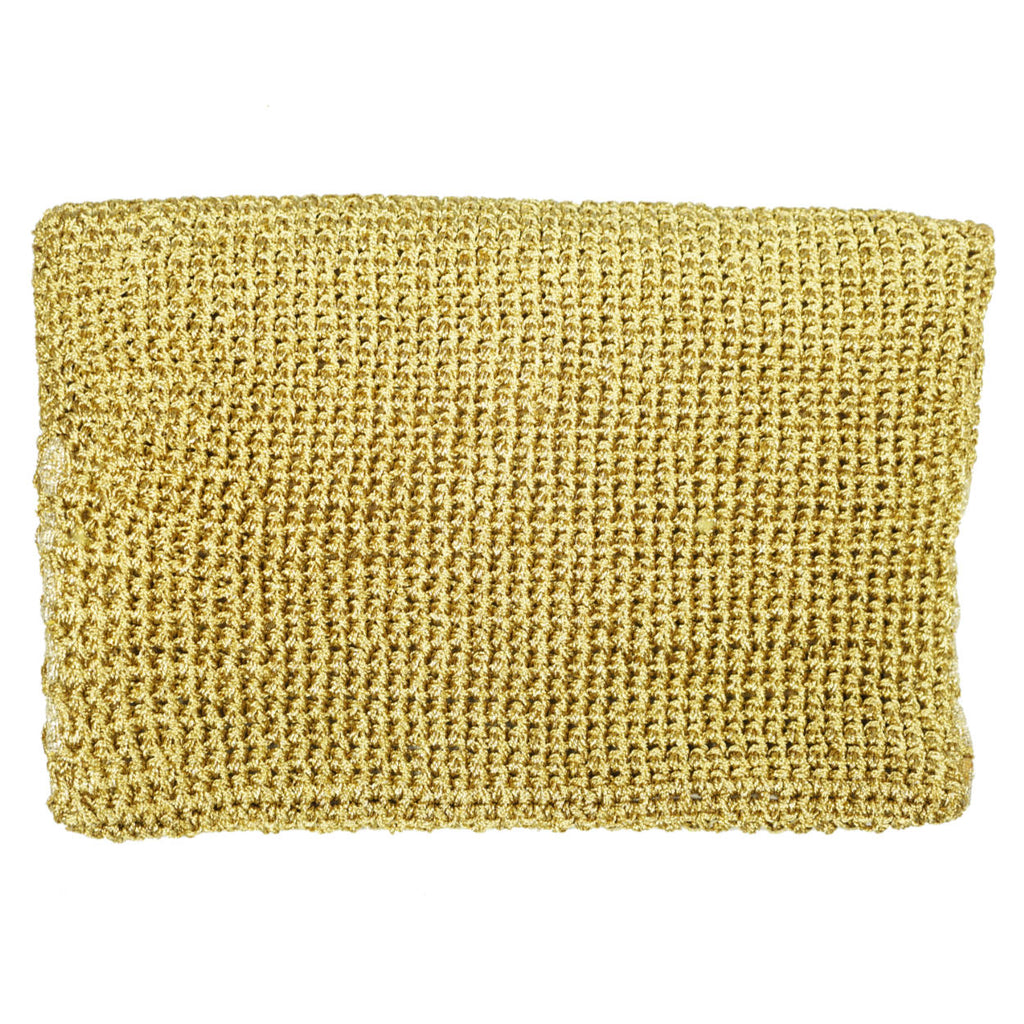 Vintage 1970s Rodo Italy Disco Purse Gold Metallic Crochet Clutch Shoulder Bag - Poppy's Vintage Clothing