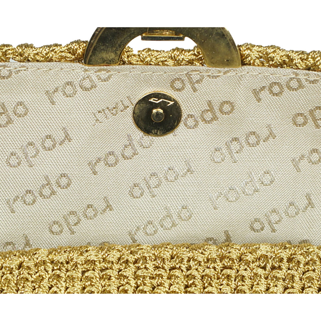 Vintage 1970s Rodo Italy Disco Purse Gold Metallic Crochet Clutch Shoulder Bag - Poppy's Vintage Clothing