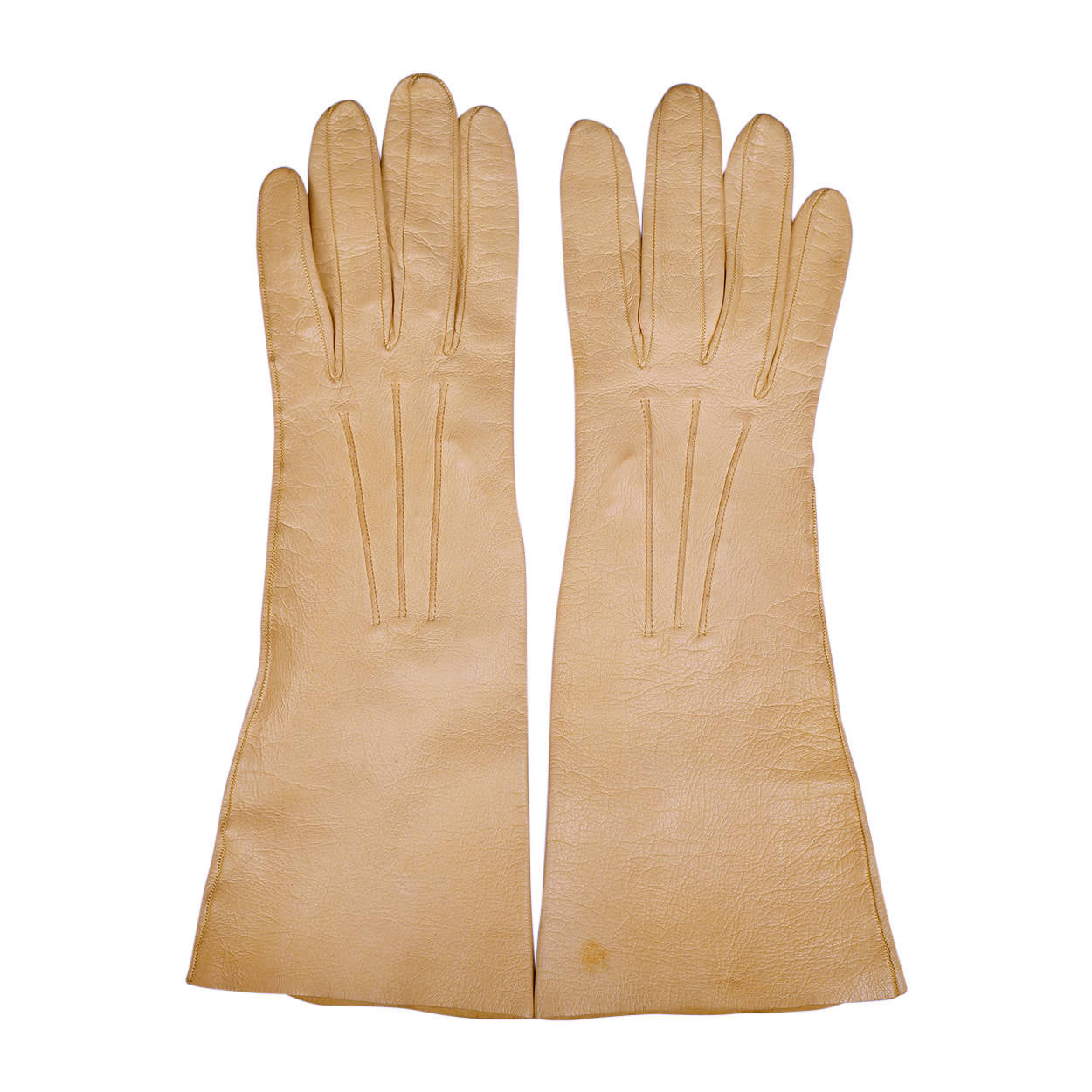 Vintage Roger Fare Paris Gloves Sand Yellow Kid Leather 1950s Ladies Size 6.75 - Poppy's Vintage Clothing