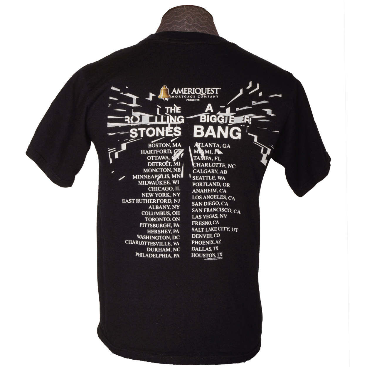 Rolling Stones T Shirt North American Tour A Bigger Bang 2005 Cities Only Small - Poppy's Vintage Clothing