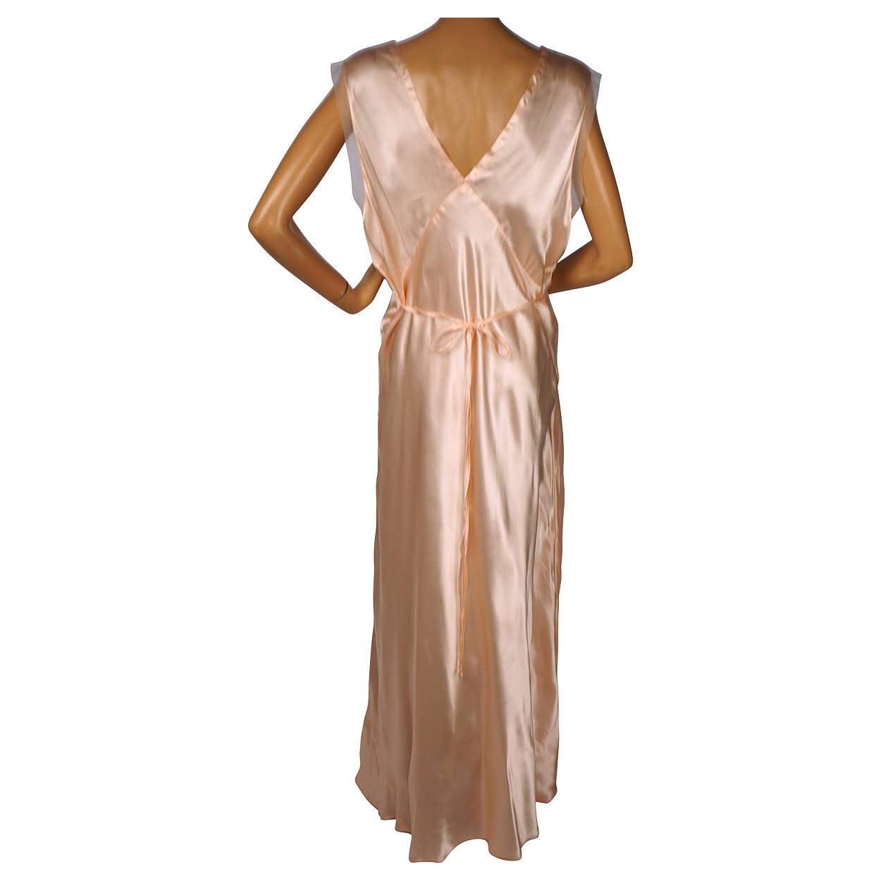 Vintage 1940s Nightgown Pink Rayon Satin Nightie -  Large - Poppy's Vintage Clothing