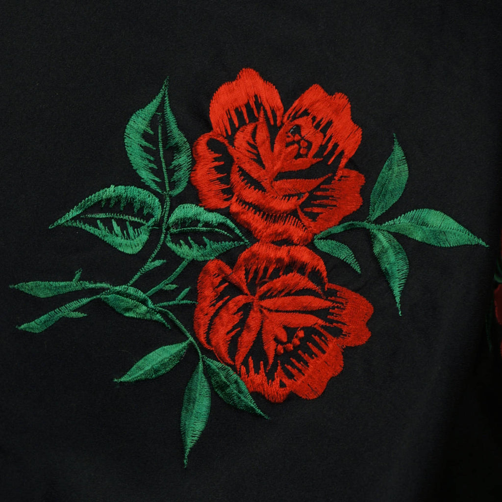 Vintage 50s Sewing Silk Fabric Rose Flower Embroidery Lining - Poppy's Vintage Clothing