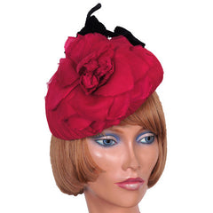 Vintage 1950s Cocktail Hat Pink Silk Rose - Poppy's Vintage Clothing