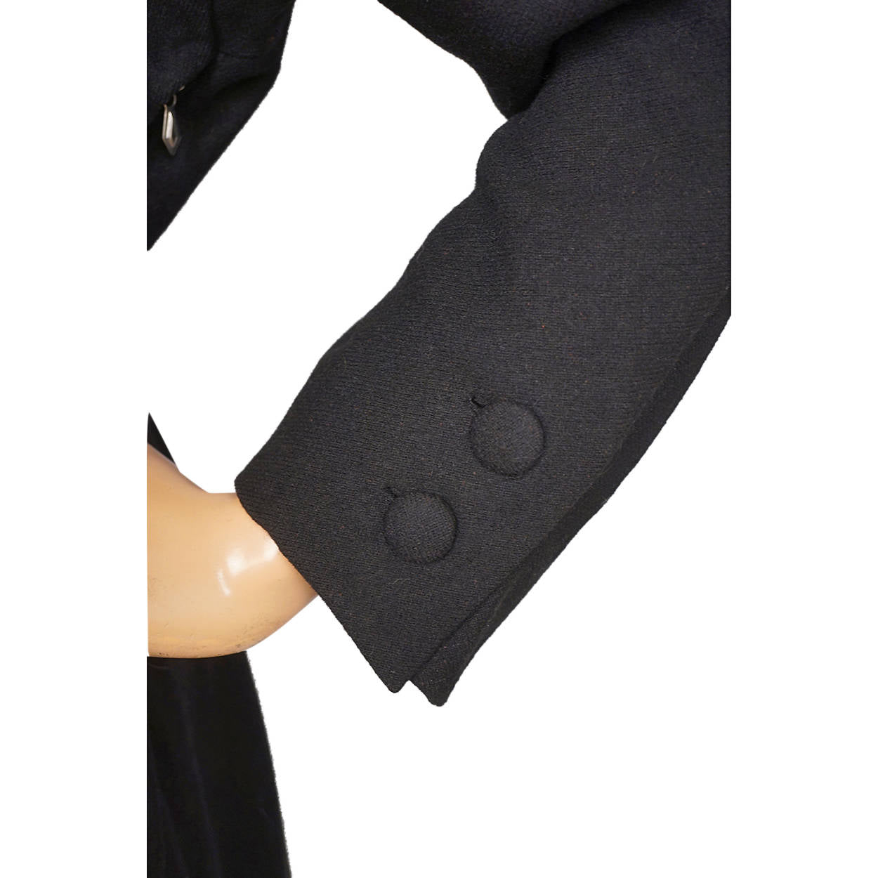 Vintage 1950s Dress Black Wool w Velvet Rosella Moden Frankfurt German Fashion M - Poppy's Vintage Clothing