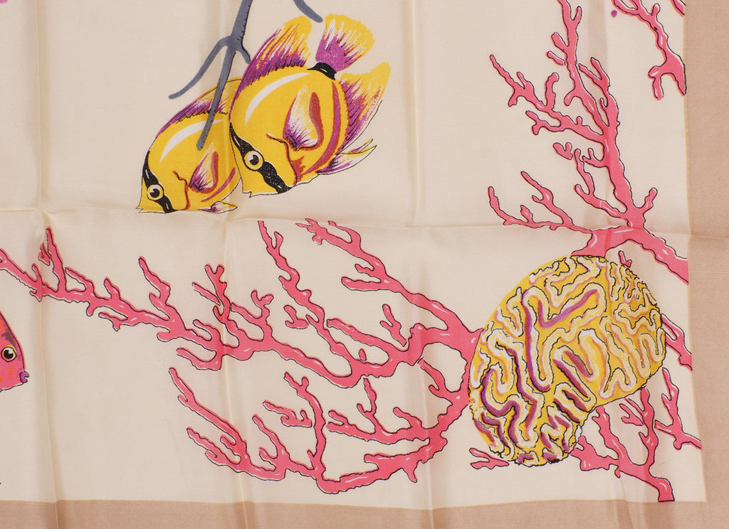 Vintage Unused Silk Scarf Reef Fish by Roy Taylor Bermuda for HA &amp; E Smith - Poppy's Vintage Clothing