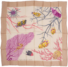 Vintage Unused Silk Scarf Reef Fish by Roy Taylor Bermuda for HA &amp; E Smith - Poppy's Vintage Clothing
