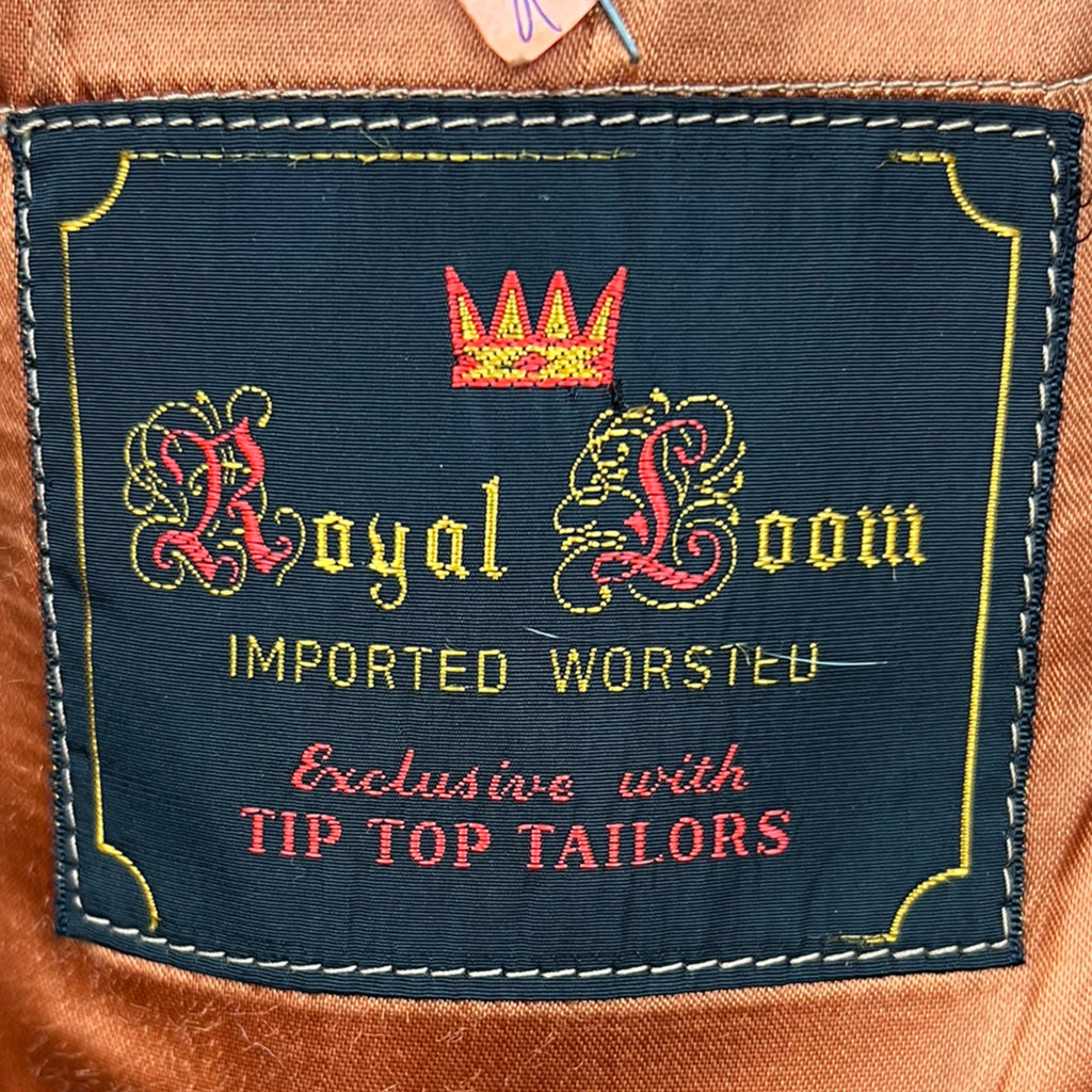 Vintage 1960s Mens Overcoat 2 Toned Twill Worsted Wool S M