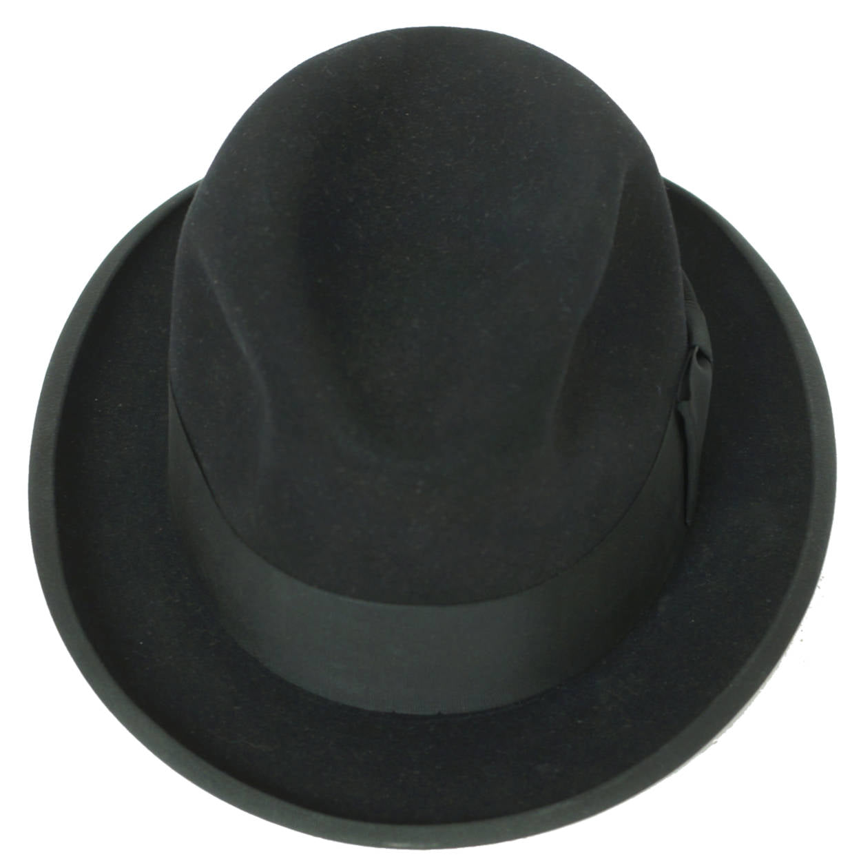 Vintage 1950s Royal Stetson Homburg Black Fur Felt Fedora Hat Size 7 - Poppy's Vintage Clothing