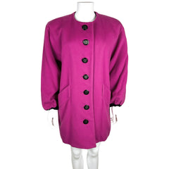 Vintage 1987 Yves Saint Laurent Coat Magenta Wool Size M